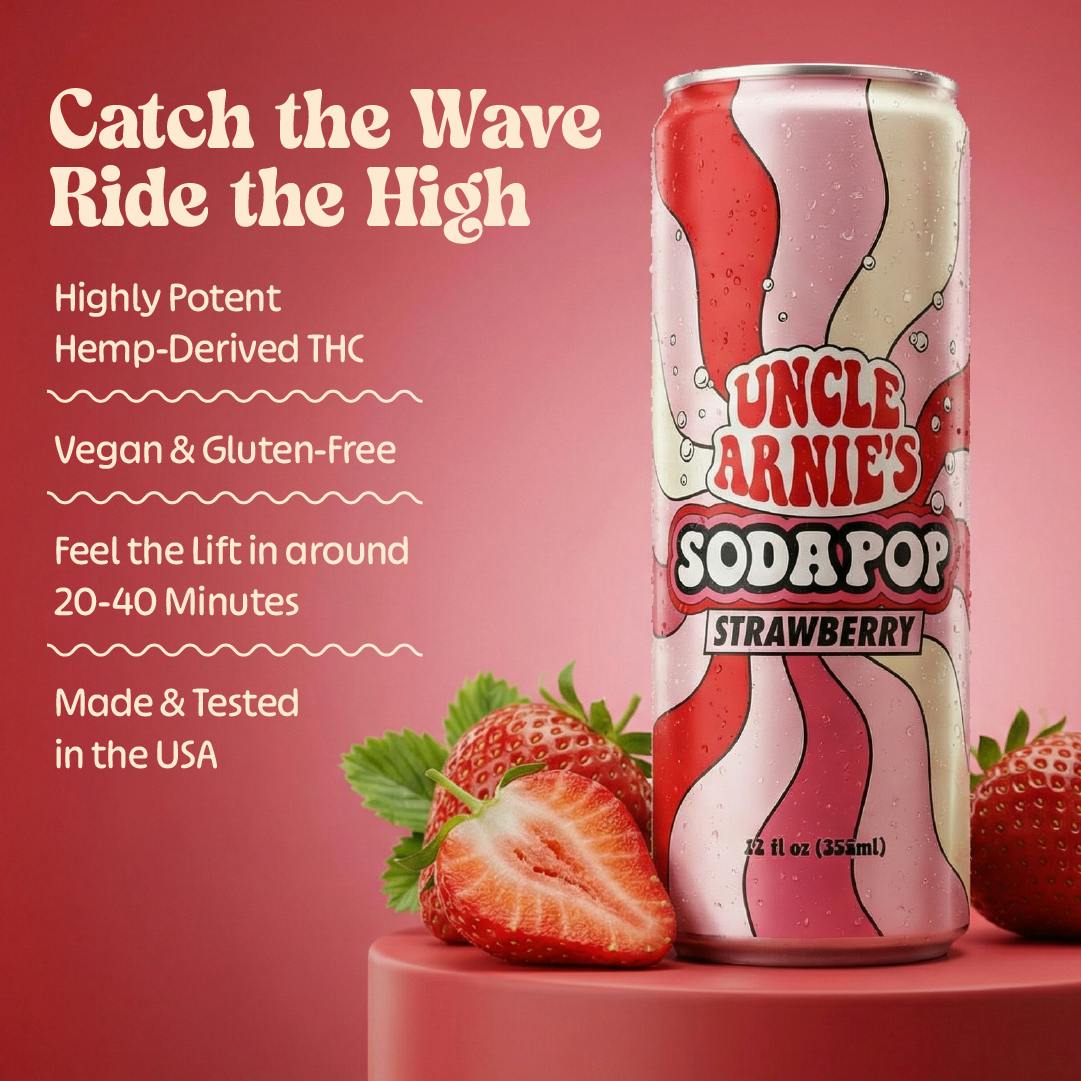 Uncle Arnies - Strawberry Soda Pop | Carbonated | 100mg | 12oz - 1