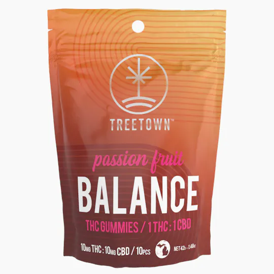 Treetown - 1:1 Passion Fruit Balance | 200mg THC Gummies | 5ct | 40mg/ea - 1