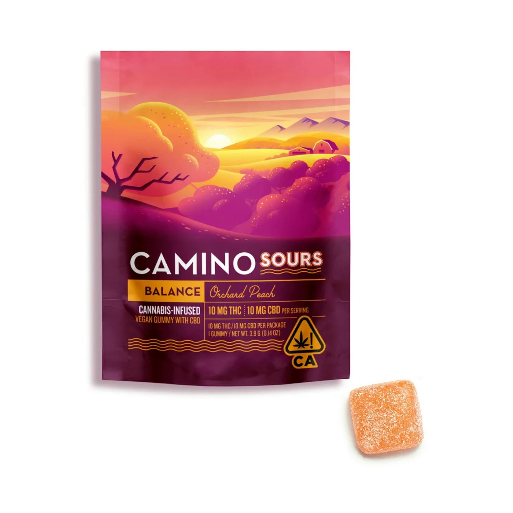 Camino - Balance | Orchard Peach Sours THC:CBD 1:1 Gummies | 10mg | Single - 1