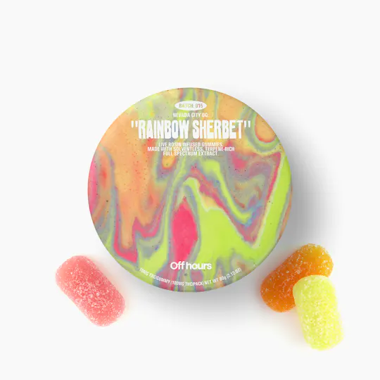 Off Hours - Rainbow Sherbet Live Rosin Gummies | 100mg | 10ct | 10mg/ea - 1