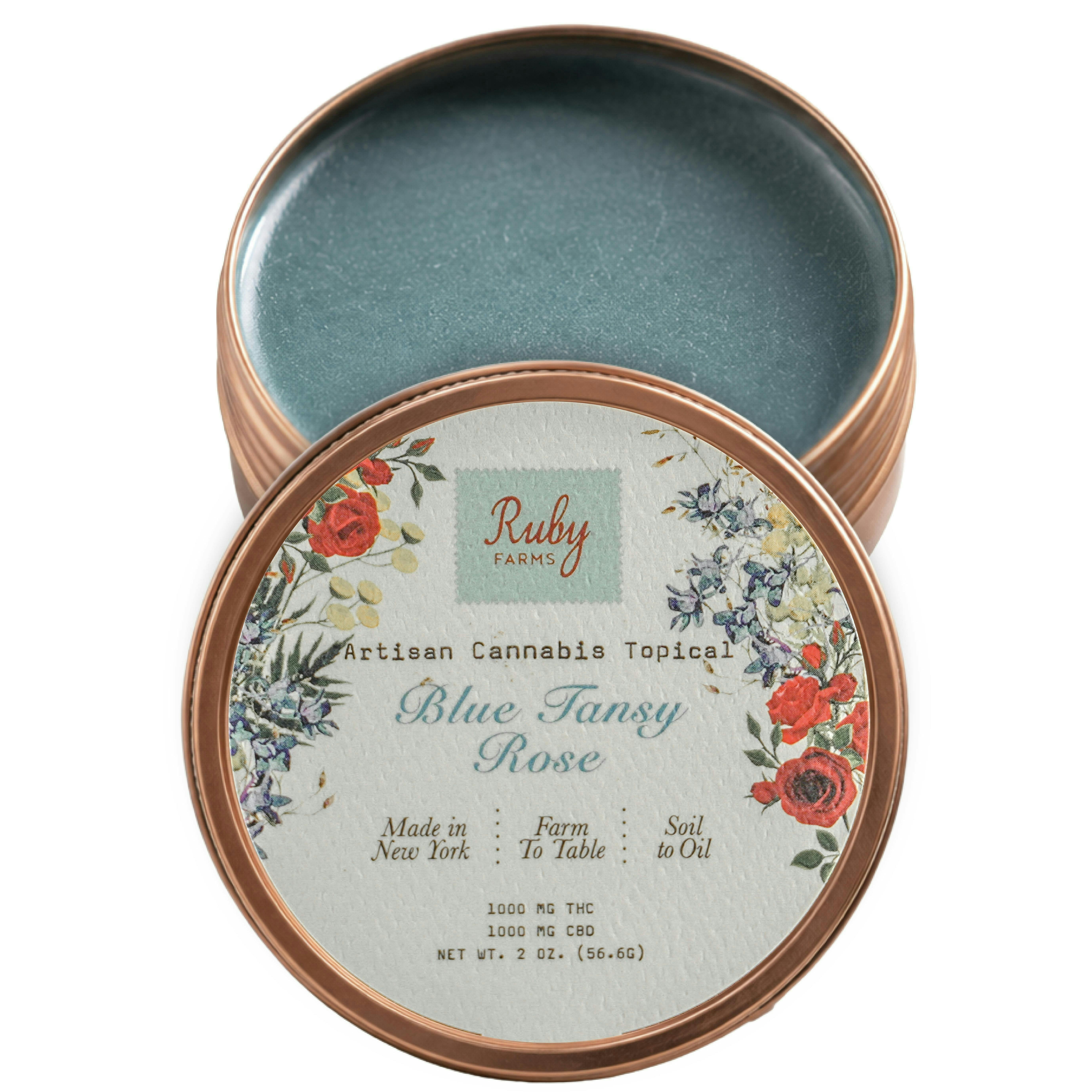 Ruby Farms - Blue Tansy Rose | Cream | THC:CBD 1000mg:1000mg | 56.6g - 1