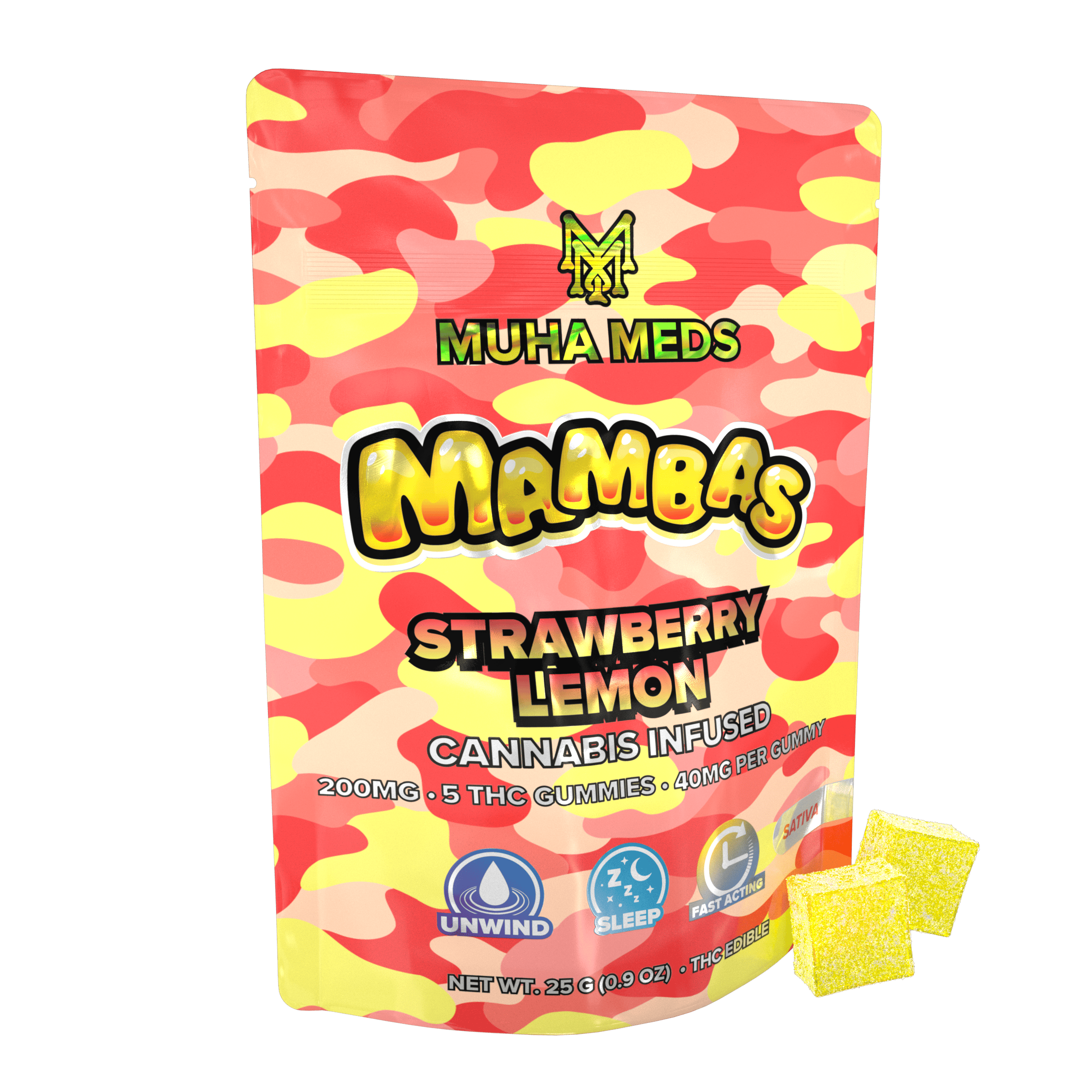 Muha Meds - Muha Meds | Strawberry Lemon Gummies | 200mg | 5ct | 40mg/ea - 1