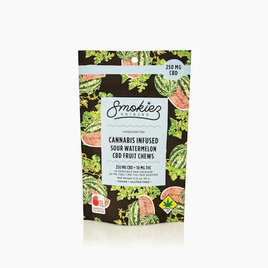 Smokiez Edibles - Sour Watermelon Gummies CBD:THC 25:1 | 10mg | 10ct | 10mg/ea - 1