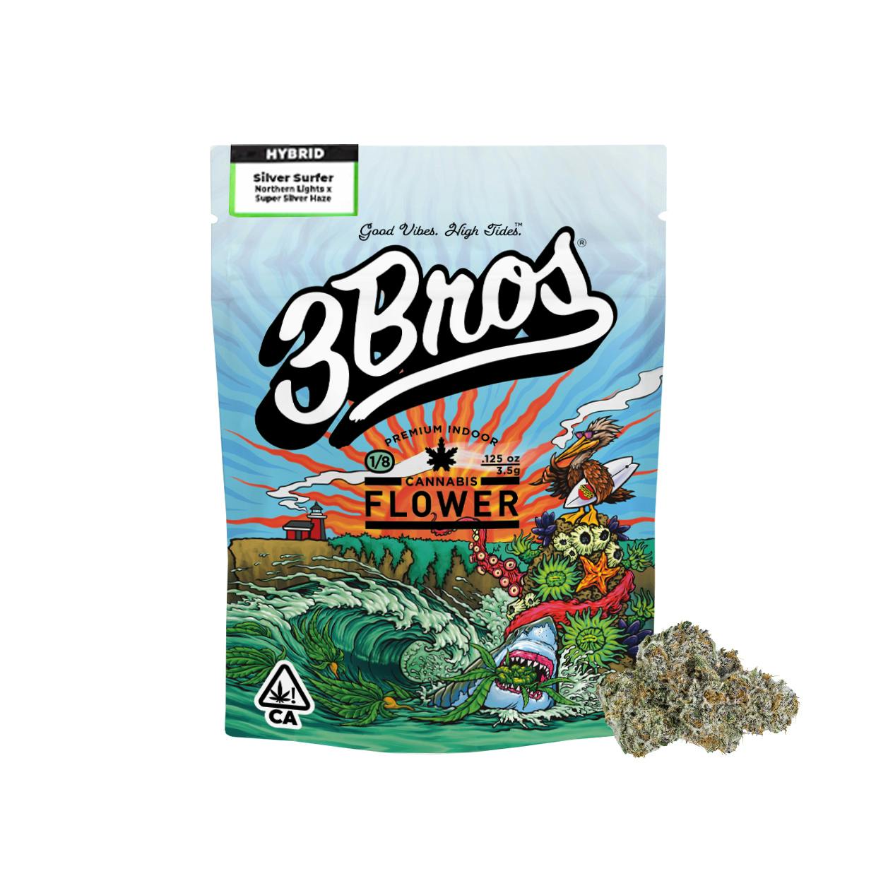 3 Bros Grow - 3 Bros | Indoor Flower | 3.5g | Silver Surfer | Hybrid - 1