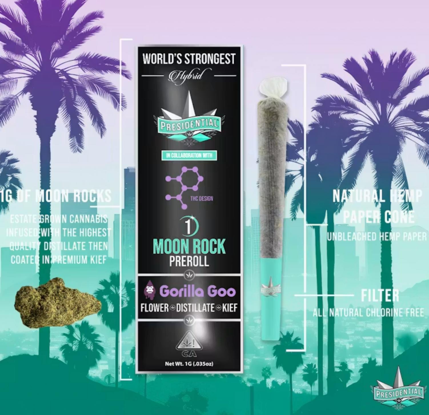 Presidential - Gorilla Goo | Moon Rock Infused Minis | 0.5g each | 3pk - 1