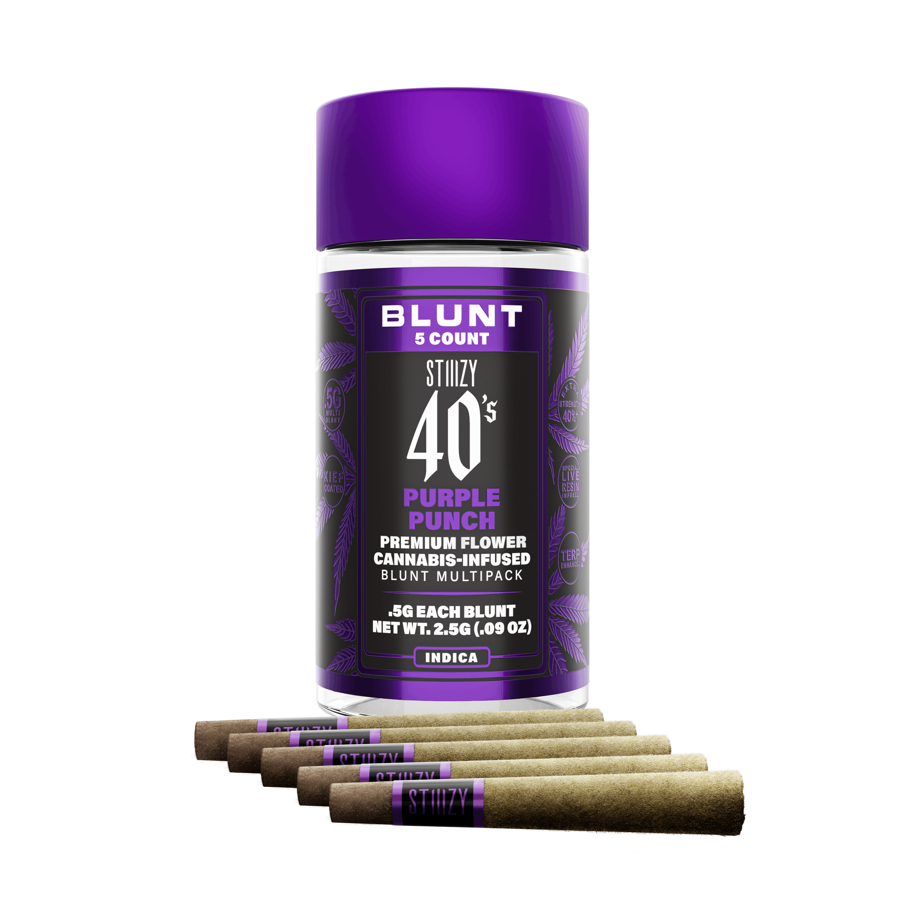 STIIIZY - - PURPLE PUNCH - .5G 40's Infused Mini Blunt 5 Pack - 1