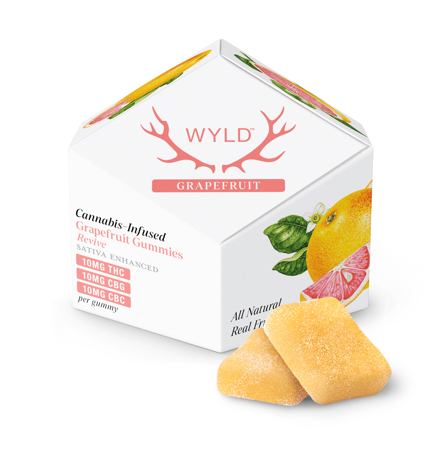 WYLD - Grapefruit 1:1:1 CBG:CBC + Sativa Enhanced Gummies | 100mg | 10ct |10mg/ea - 1