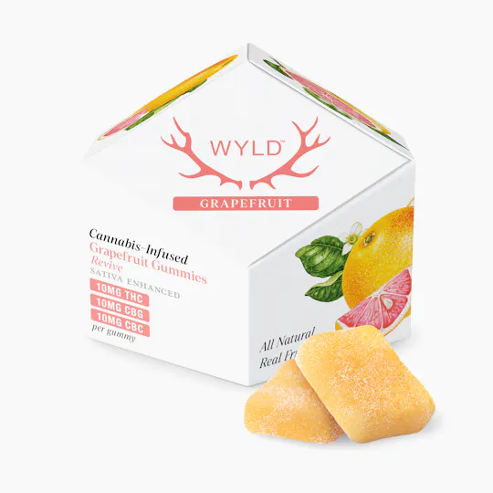 WYLD - Grapefruit 1:1:1 CBG:CBC + Sativa Enhanced Gummies | 100mg | 10ct |10mg/ea - 1