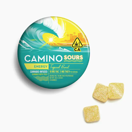 Camino - Energy | Tropical Burst Sours THC:THCV 2:1 Gummies | 100mg | 10ct | 10mg/ea - 1