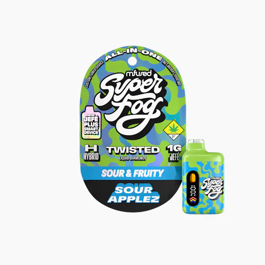 Super Fog by MFused - Sour Applez | TWISTED Liquid Diamonds Jefé Plus Disposable | 1g - 1