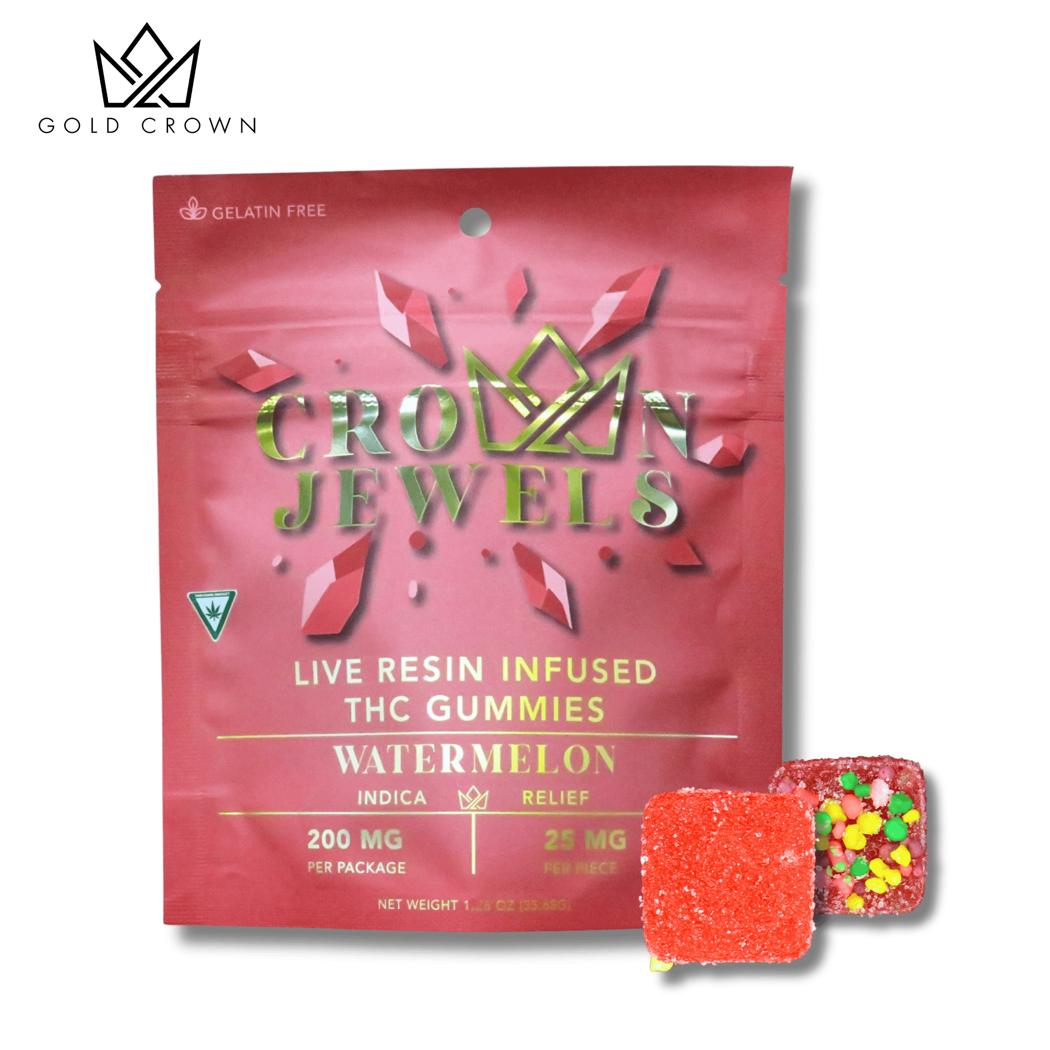 Gold Crown - Crown Jewels | Watermelon Gummies | 200mg | 8ct | 25mg/ea - 1