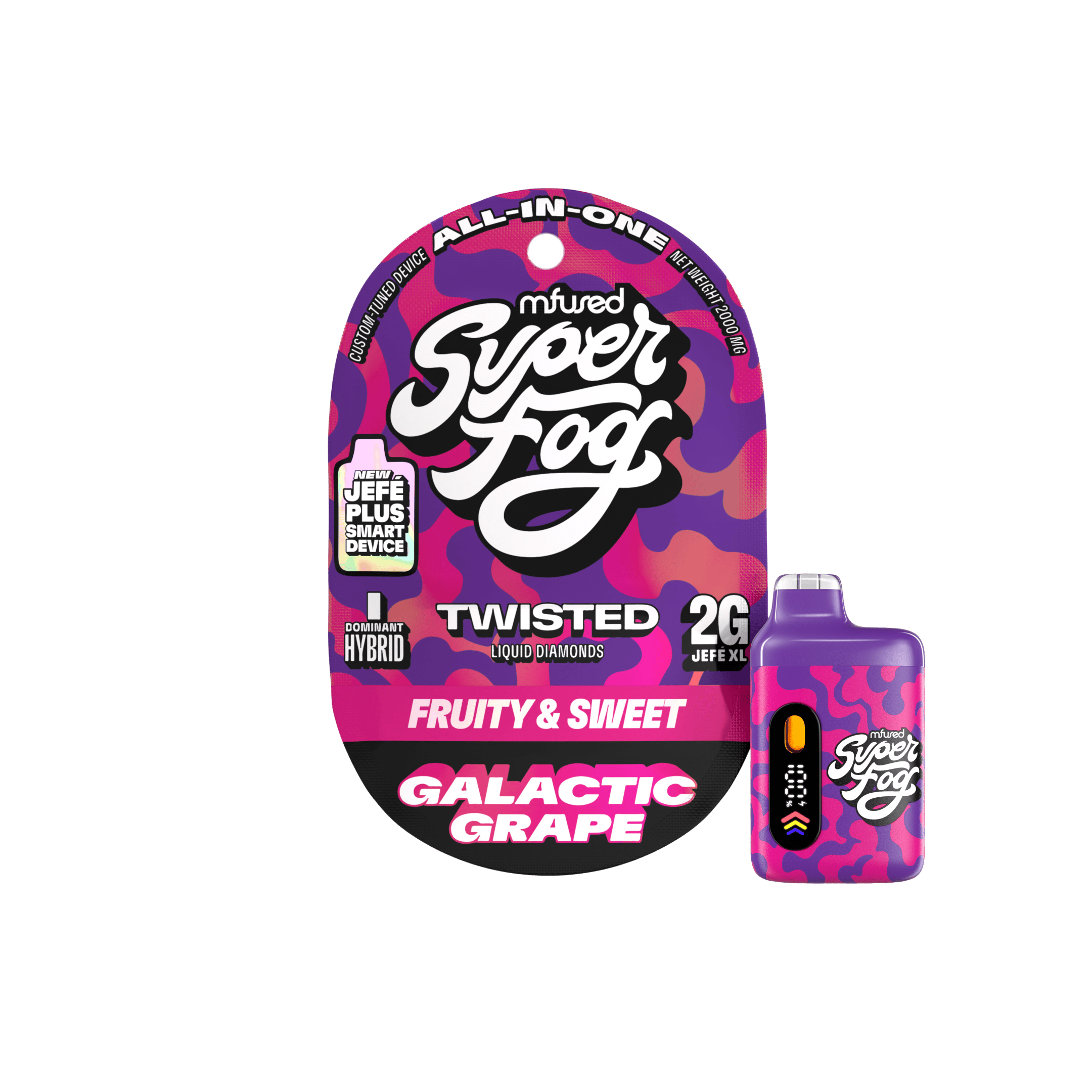 Super Fog by MFused - Galactic Grape | TWISTED Liquid Diamonds Jefé Plus Disposable | 2g - 1