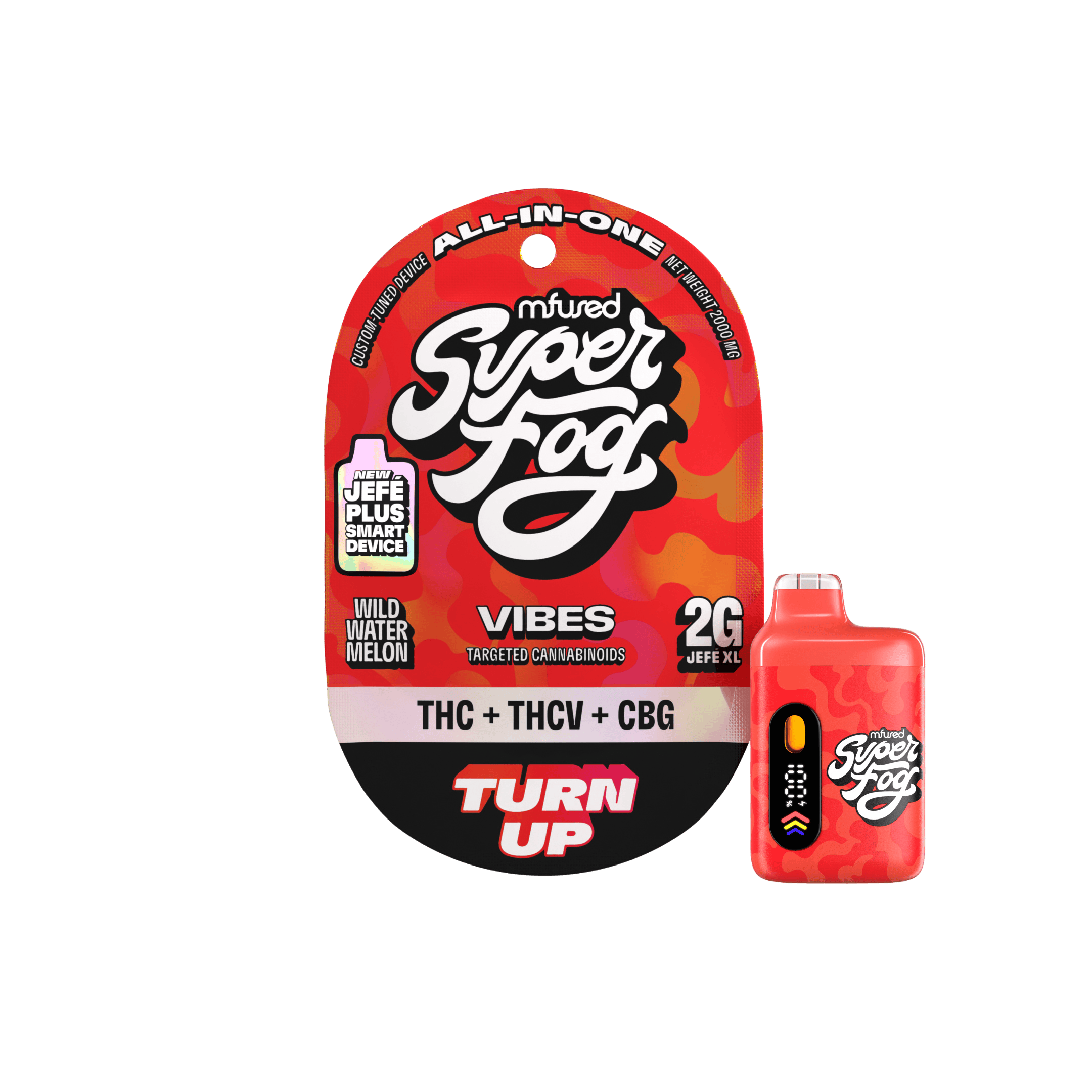 Super Fog by MFused - Turn Up | VIBES Targeted Cannabinoids Jefé Plus Disposable | 2g - 1