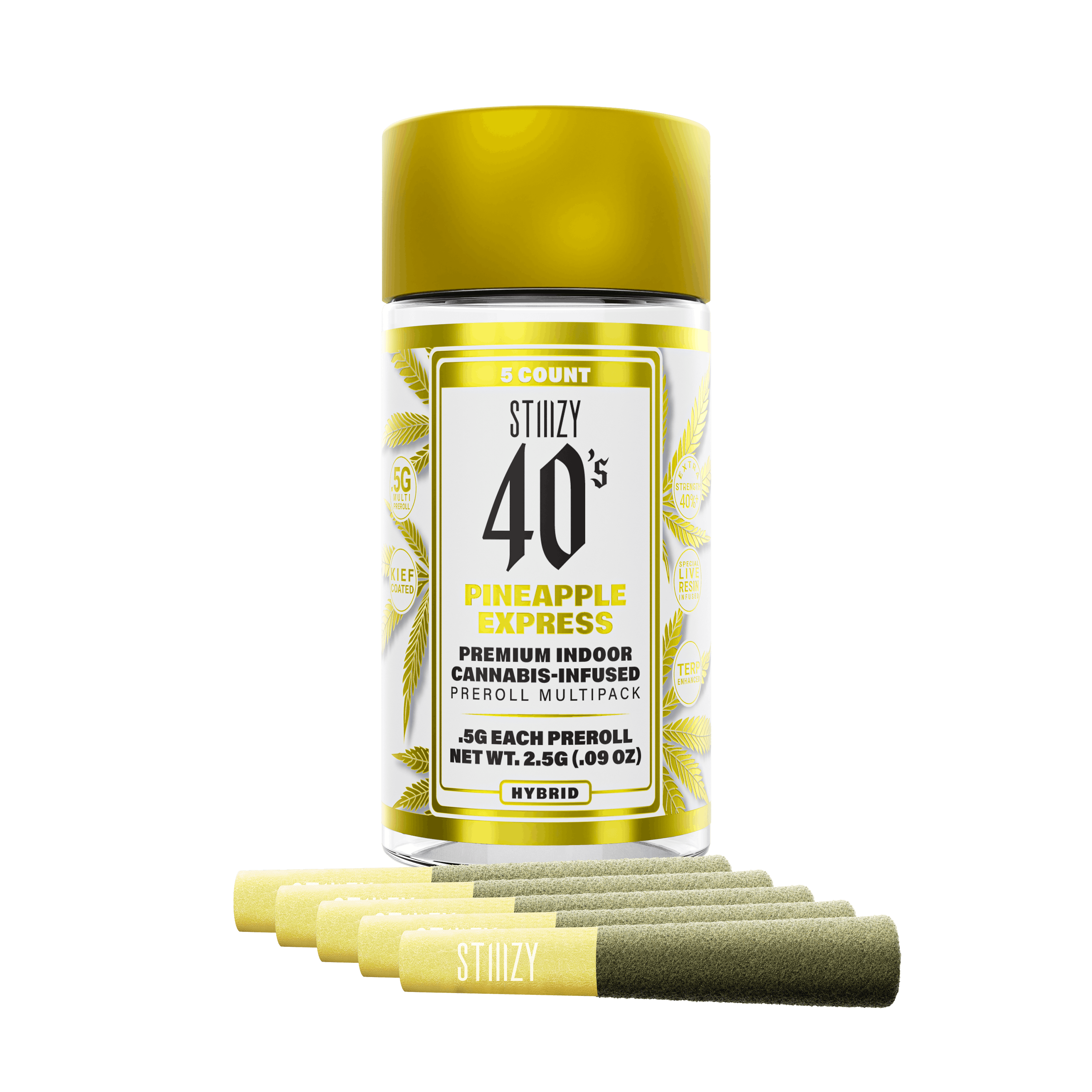 STIIIZY - - PINEAPPLE EXPRESS - .5G 40's Infused Preroll 5 Pack - 1