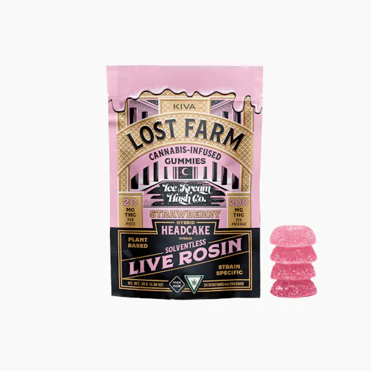 Lost Farm - Strawberry 'Headcake' Live Rosin Gummies | 200mg | 10ct | 20mg/ea - 1