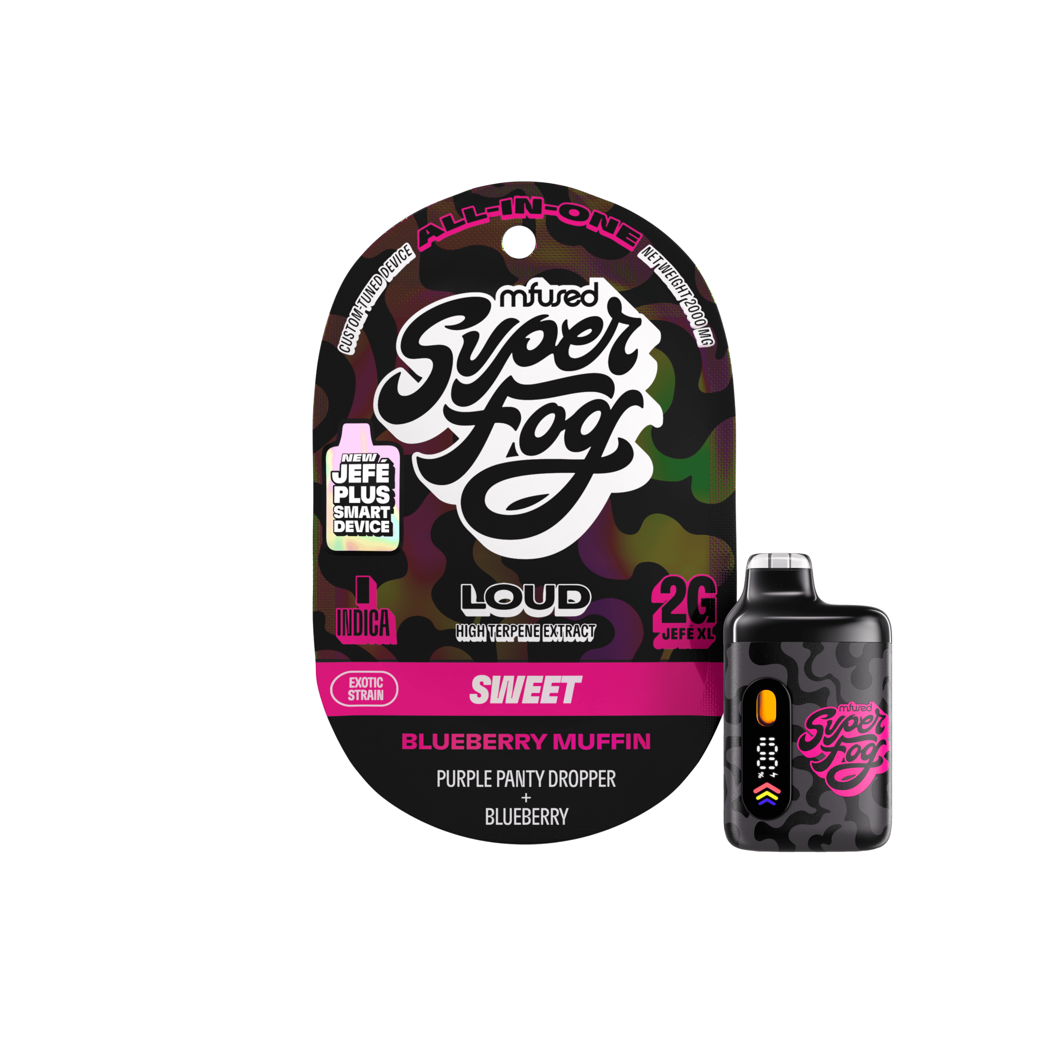 Super Fog by MFused - Blueberry Muffin | LOUD High Terpene Extract Jefé Plus Disposable | 2g - 1