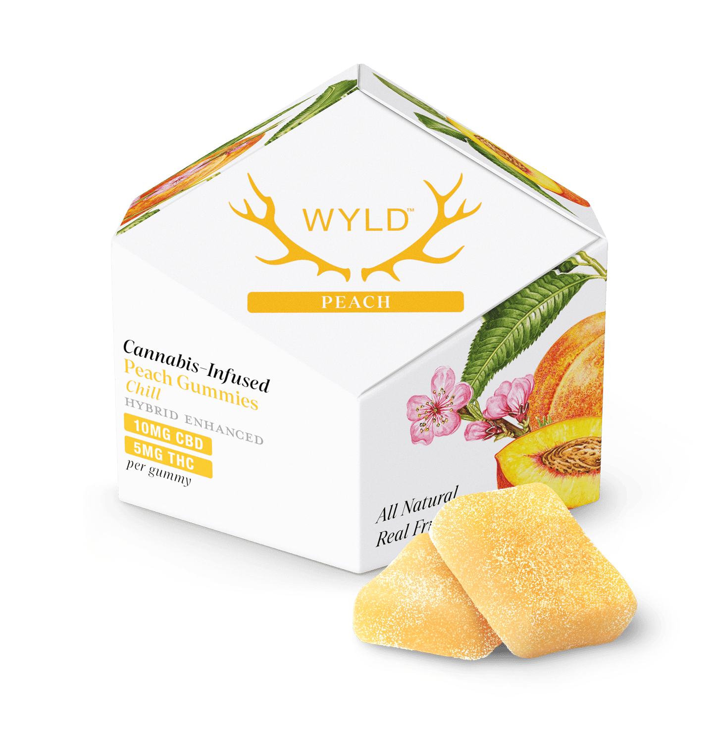 WYLD - Peach | 2:1 CBD:THC Gummies | 50mg | 10ct | 5mg/ea - 1