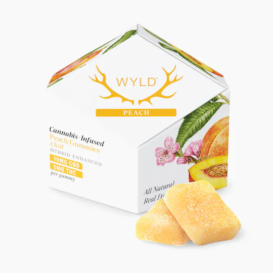 WYLD - Peach | 2:1 CBD:THC Gummies | 50mg | 10ct | 5mg/ea - 1