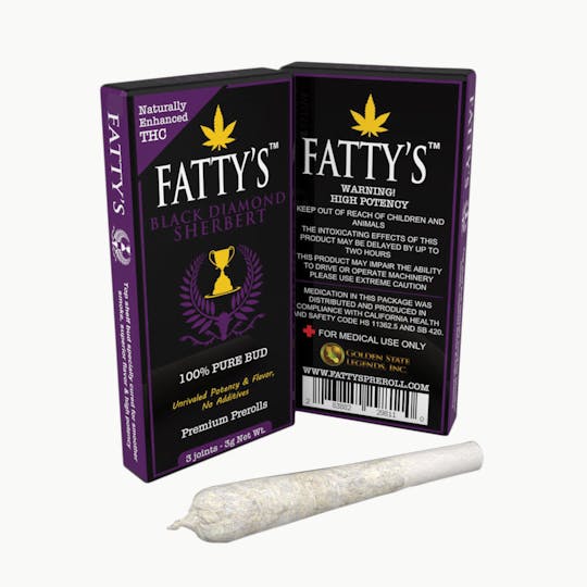 Fatty's - Black Diamond Sherbert - Fatty's Pre-Rolls 3pk (3g total) - 1