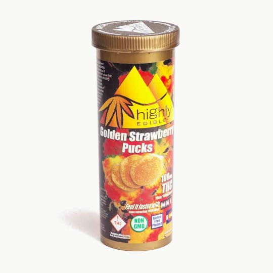 Highly Edible - Golden Strawberry Puck 100mg REC - CO - 1