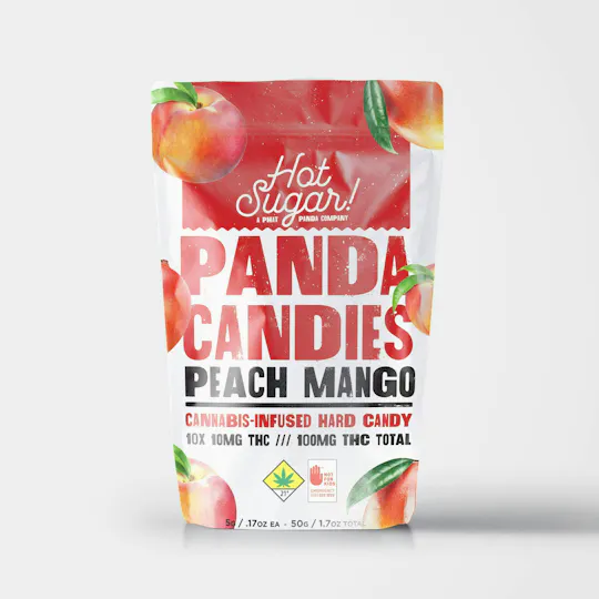 Hot Sugar! - Panda Candies | Peach Mango Edibles | 100mg | 10ct | 10mg/ea - 1