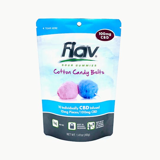 Flav - CBD - Gummies: Cotton Candy Belts 100mg - 1