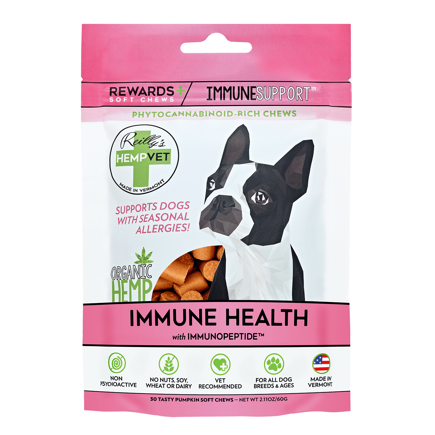 Reillys HEMPVET - IMMUNE SUPPORT REWARDS+ with Immunopeptide™ - 1