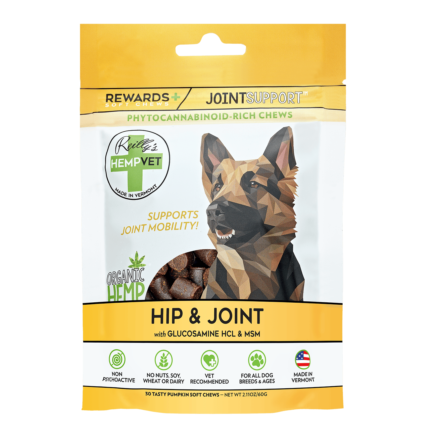 Reillys HEMPVET - JOINT SUPPORT REWARDS+ with Glucosamine HCL + MSM - 1