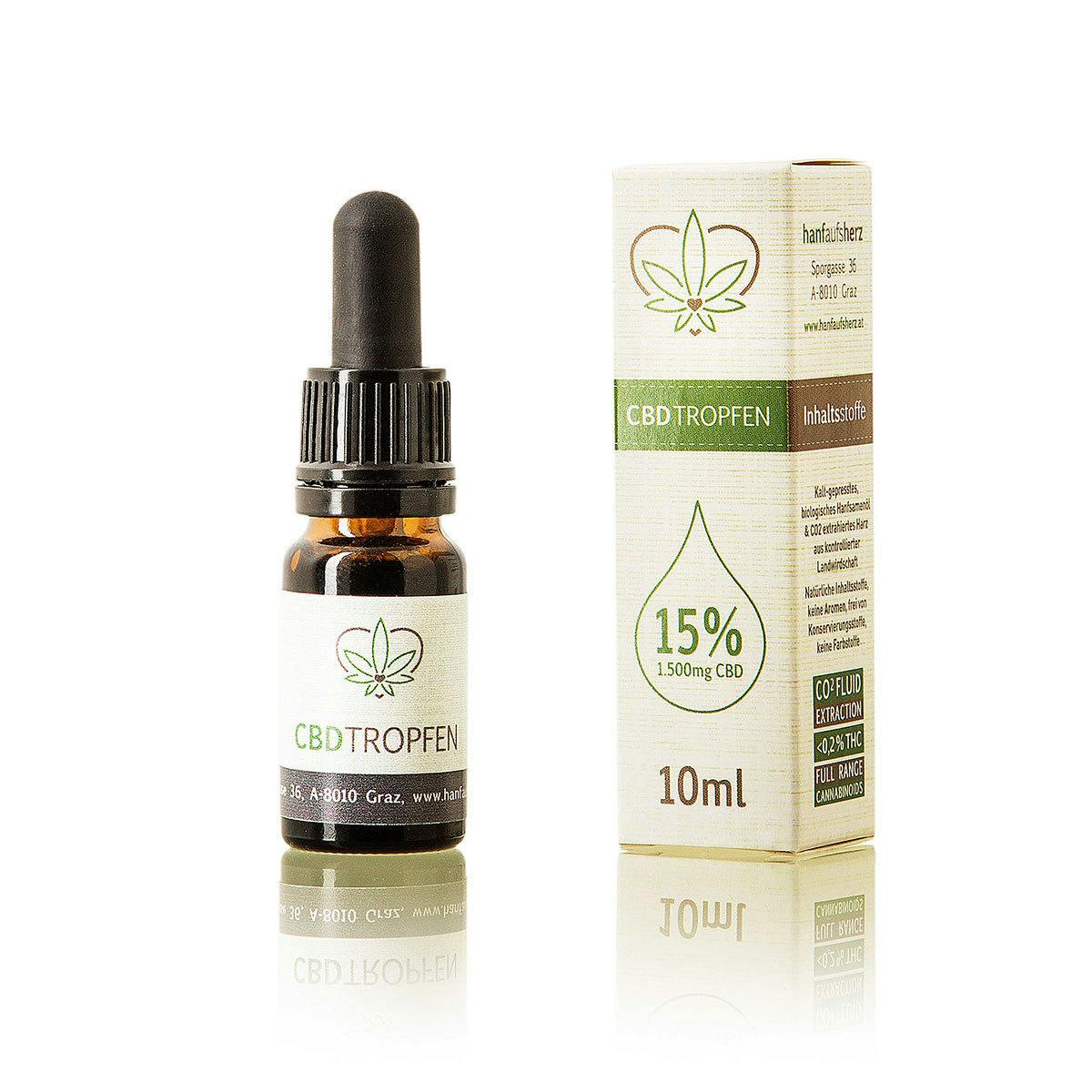 Hanf aufs Herz - CBD Tropfen 15% 10ml (1500mg CBD) - 1