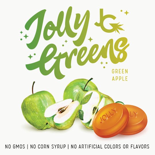 Jolly Greens - 5mg Organic Cane Sugar Green Apple Hard Candy - 1