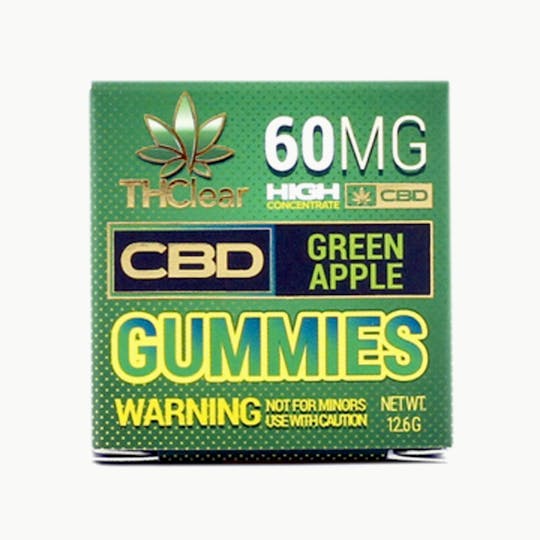 THClear - CBD Gummies 60mg - Green Apple - 1
