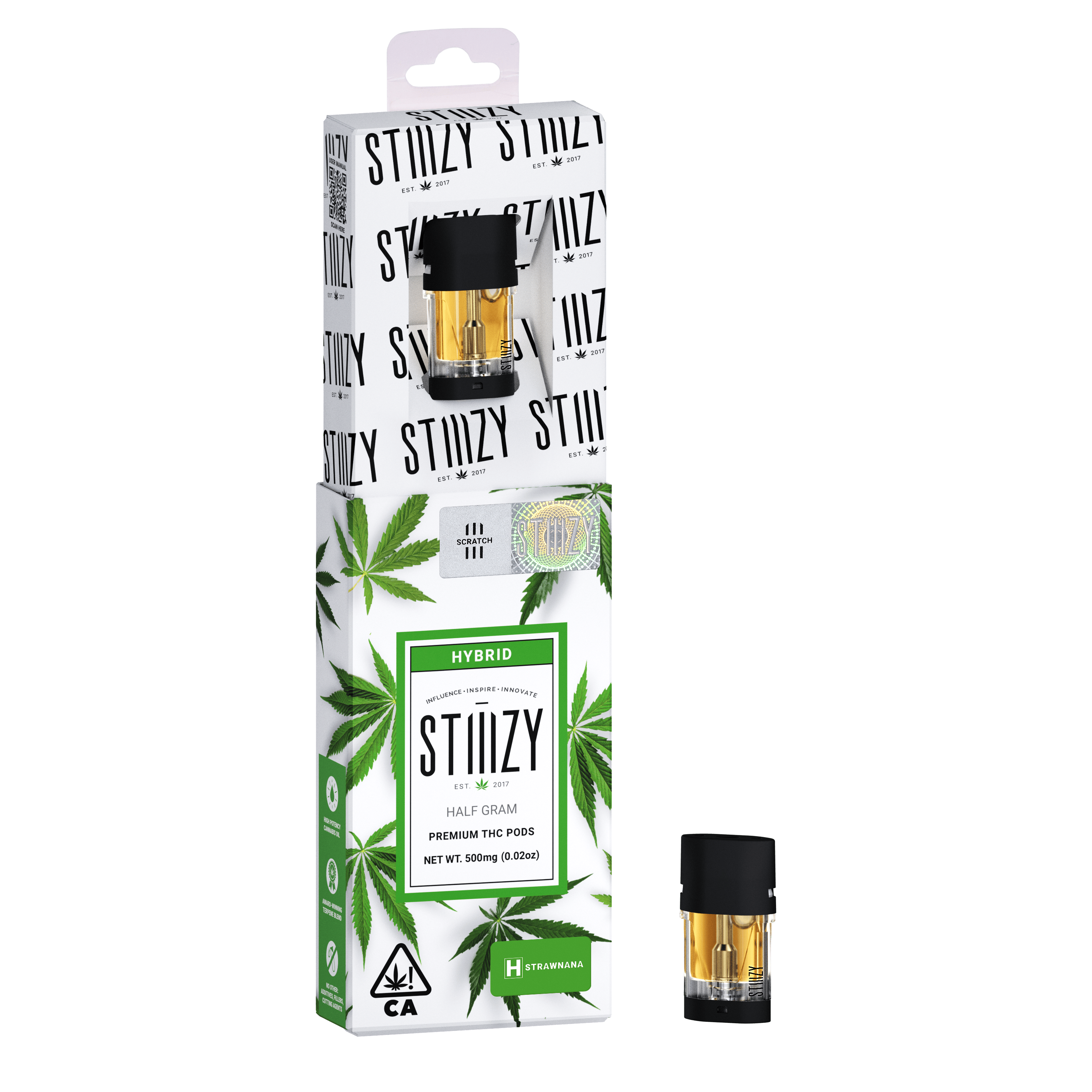 STIIIZY - Vape Cartridge - STRAWNANA .5G Original THC Pod - STIIIZY - 1