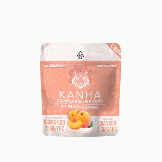 KANHA - KANHA | 4:1 CBD:THC | Peach | 100mg CBD/25mg THC | 10-pack - 1