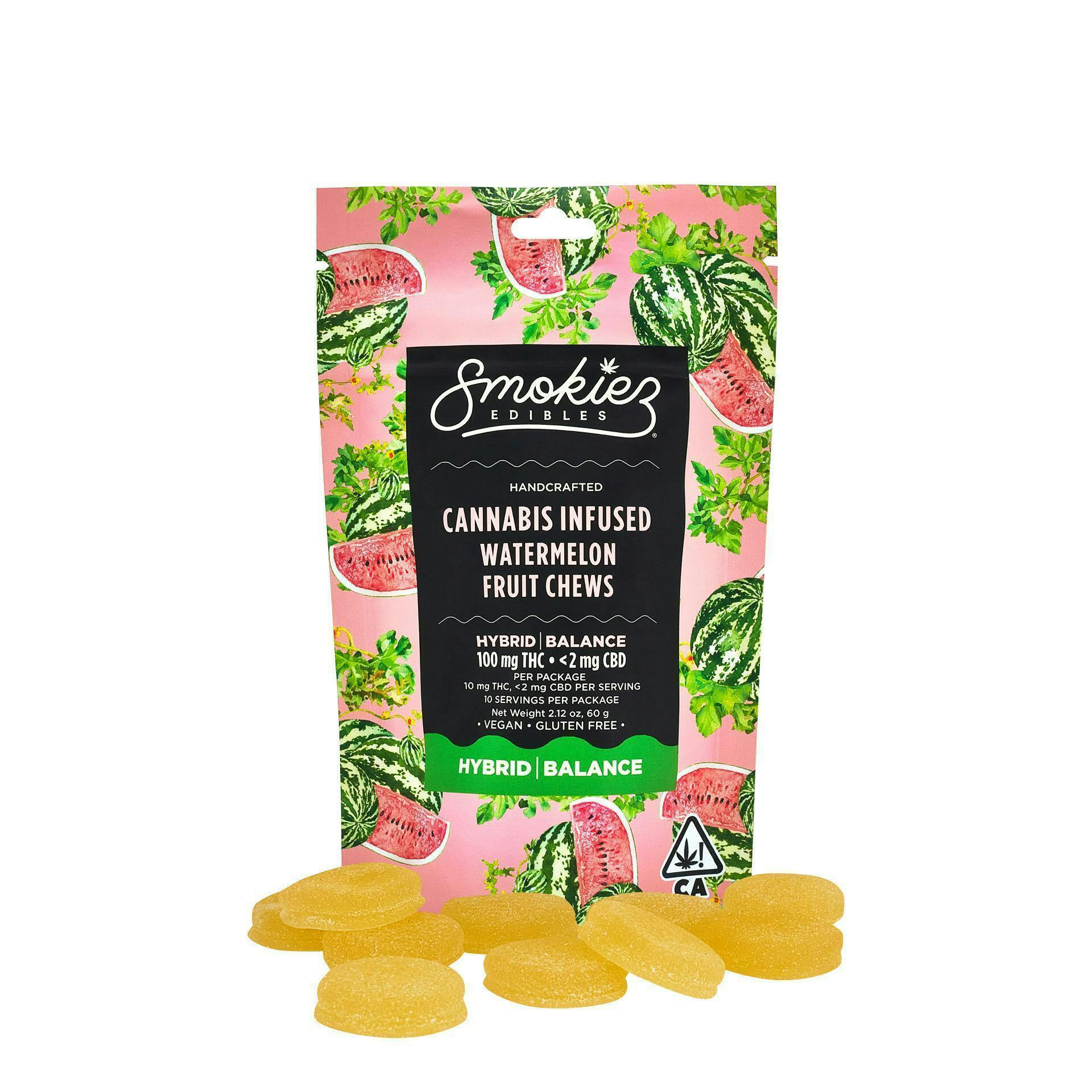 Smokiez Edibles - Watermelon Fruit Chews | 100mg | 10ct | 10mg/ea - 1
