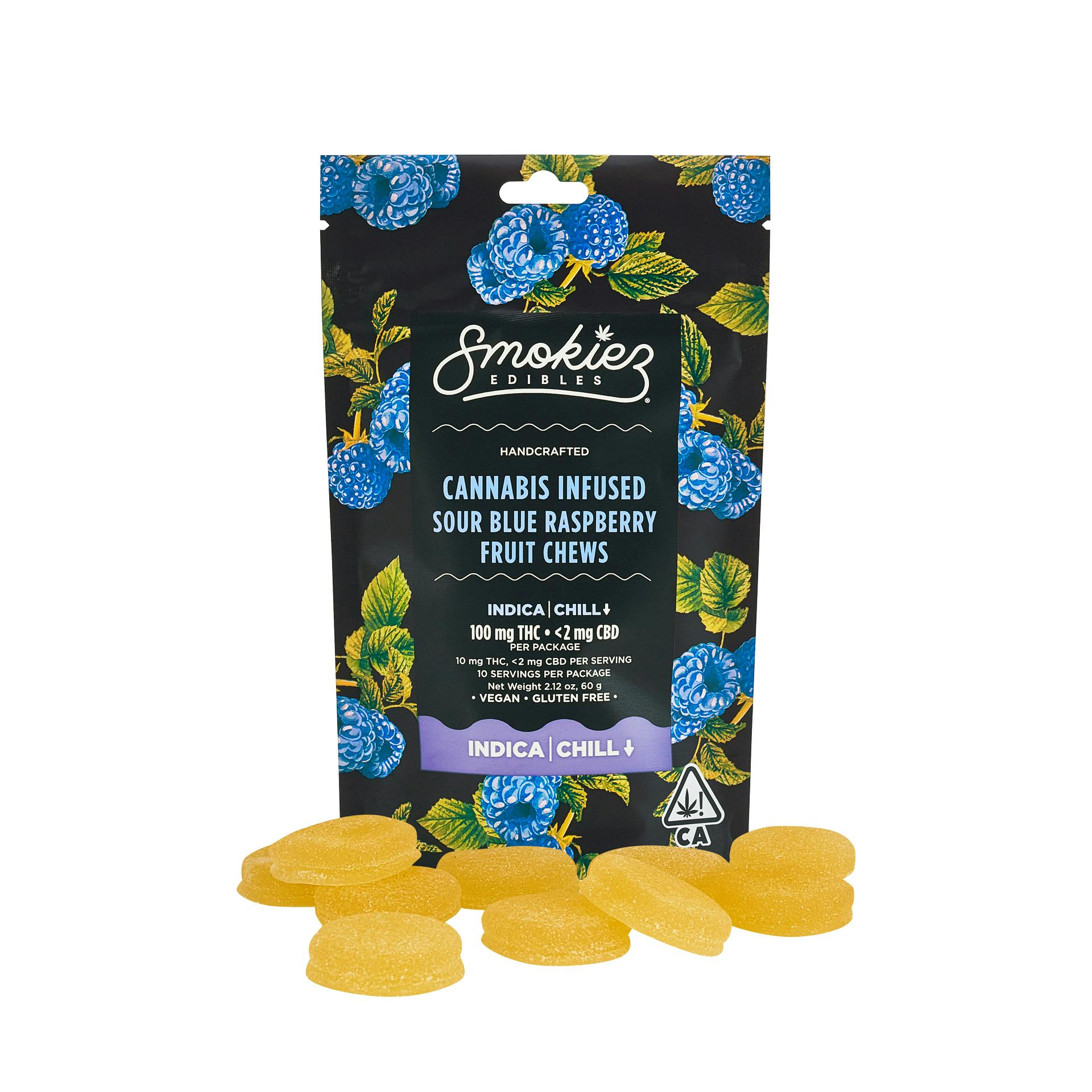 Smokiez Edibles - Smokiez Sour Blue Raspberry Indica Fruit Chews - CA - 1