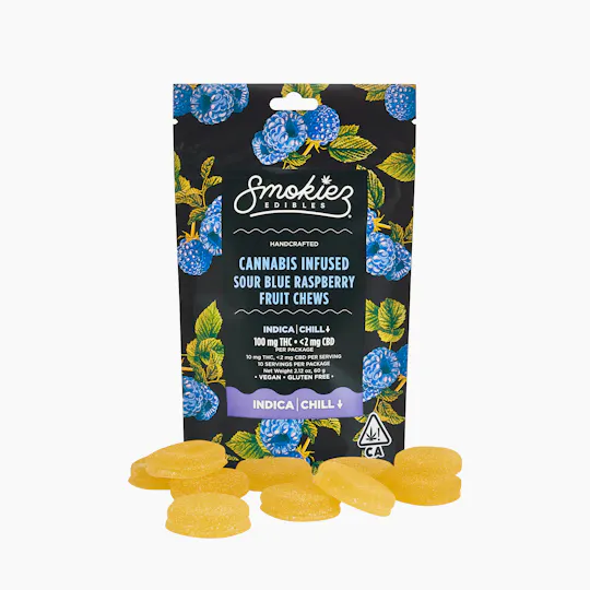 Smokiez Edibles - Smokiez Sour Blue Raspberry Indica Fruit Chews - CA - 1