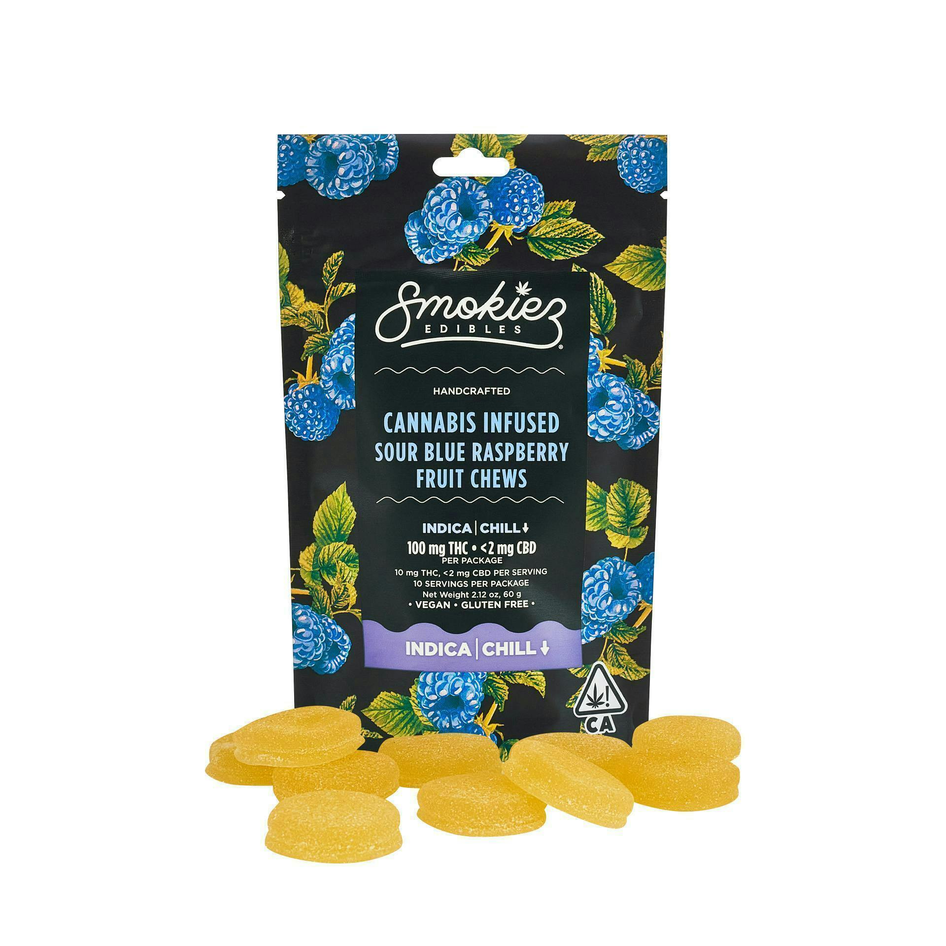 Smokiez Edibles - Sour Blue Raspberry Fruit Chews | 100mg | 10ct | 10mg/ea - 1