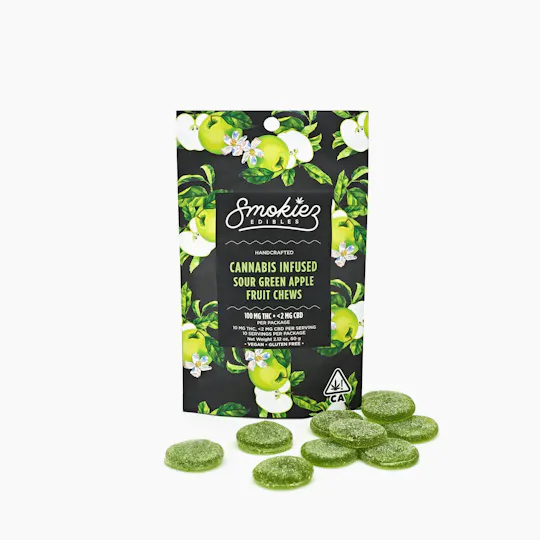 Smokiez Edibles - Sour Green Apple Fruit Chews | 100mg | 10ct | 10mg/ea - 1