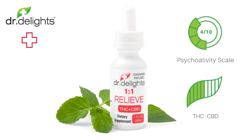dr. delights™ - dr.delights Relieve 1:1 THC:CBD Tincture - 1