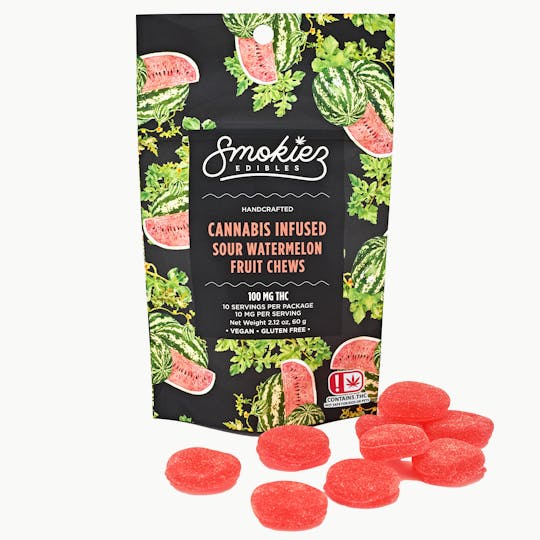 Smokiez Edibles - Sour Watermelon Fruit Chews - 100 mg THC - OK - 1