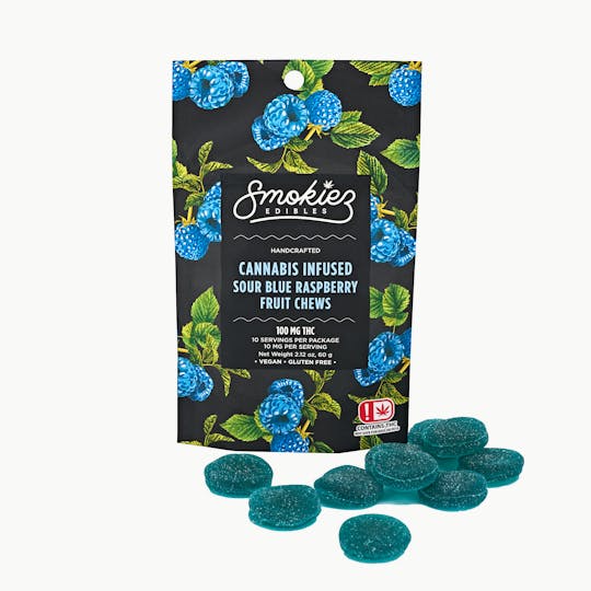 Smokiez Edibles - Sour Blue Raspberry Fruit Chews - 100 mg THC - OK - 1