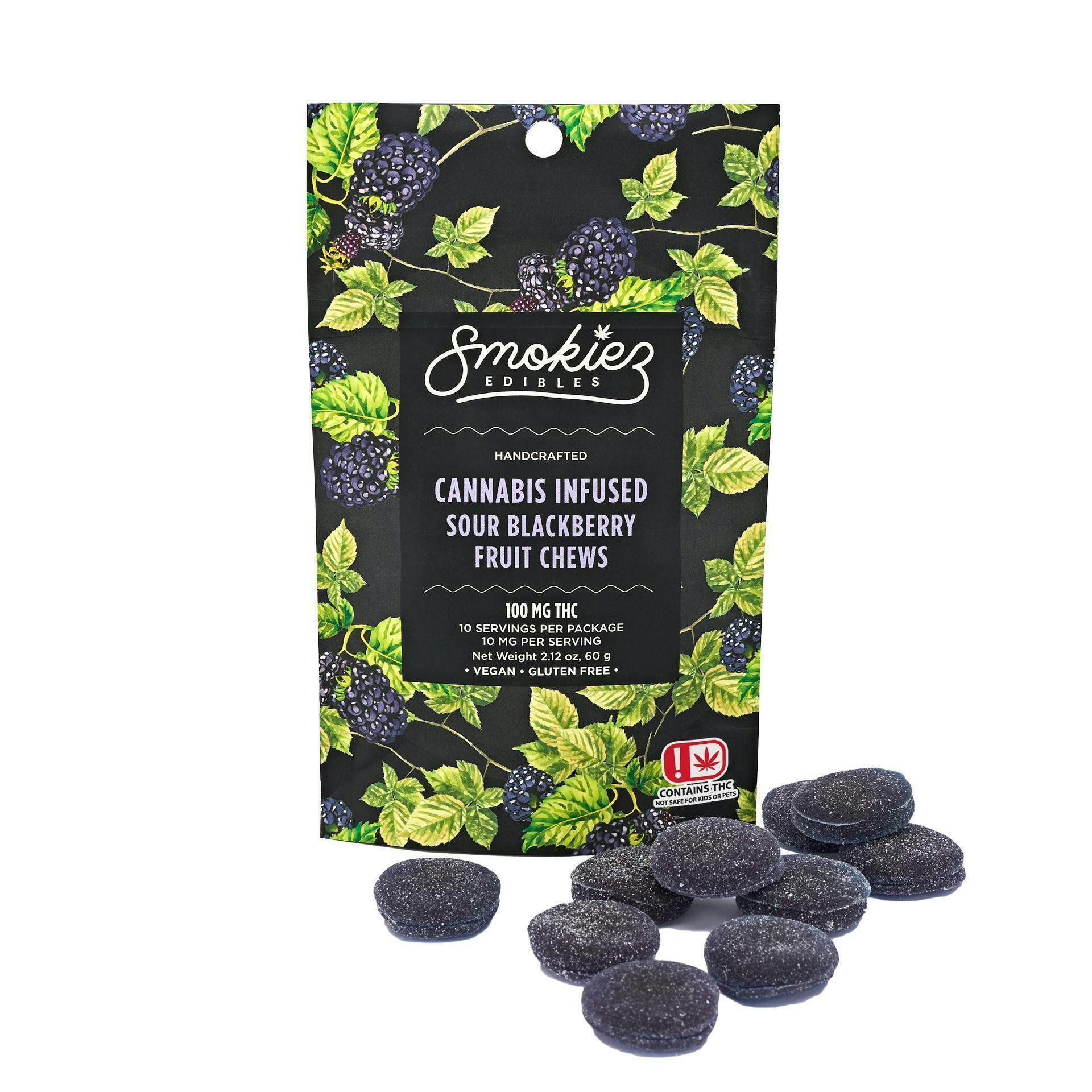 Smokiez Edibles - Sour Blackberry Fruit Chews | 100mg | 10ct | 100mg/ea - 1