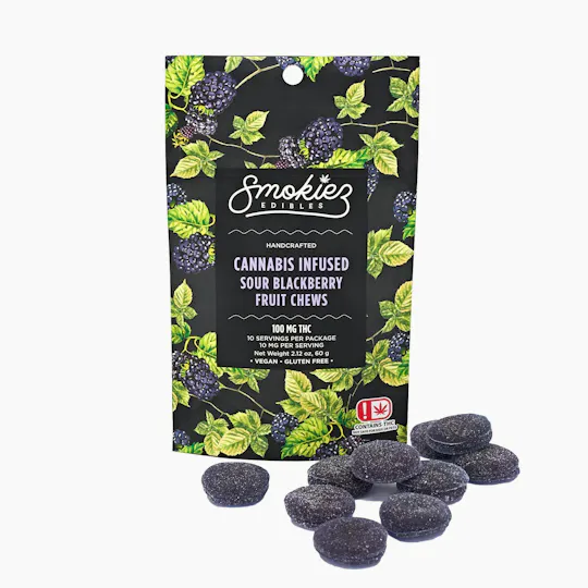 Smokiez Edibles - Sour Blackberry Fruit Chews | 100mg | 10ct | 100mg/ea - 1