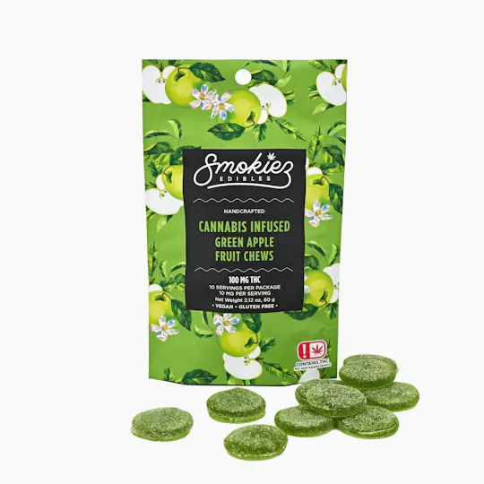 Smokiez Edibles - Green Apple Fruit Chews | 100mg | 10ct | 100mg/ea - 1