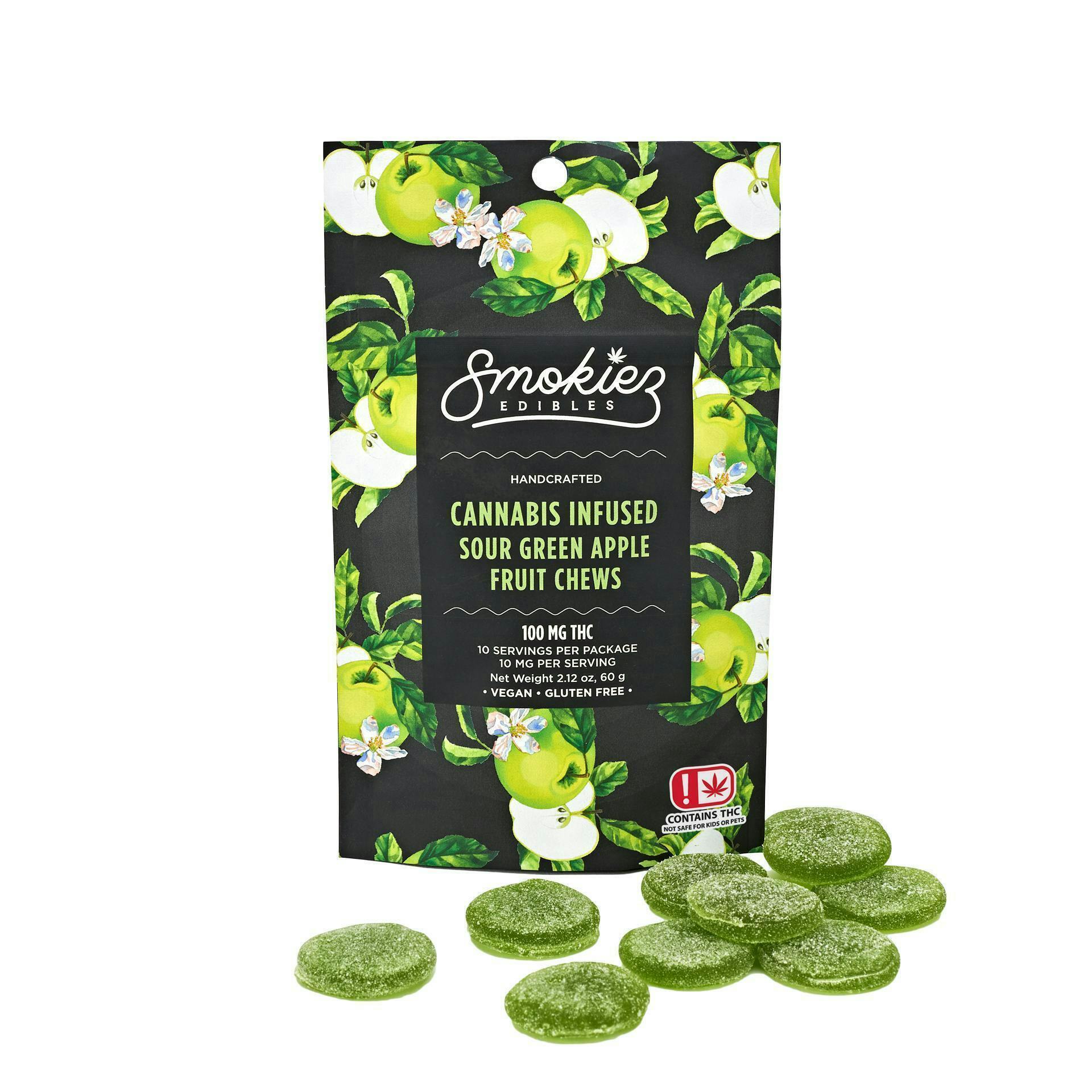 Smokiez Edibles - Sour Green Apple Fruit Chews | 100mg | 10ct | 100mg/ea - 1