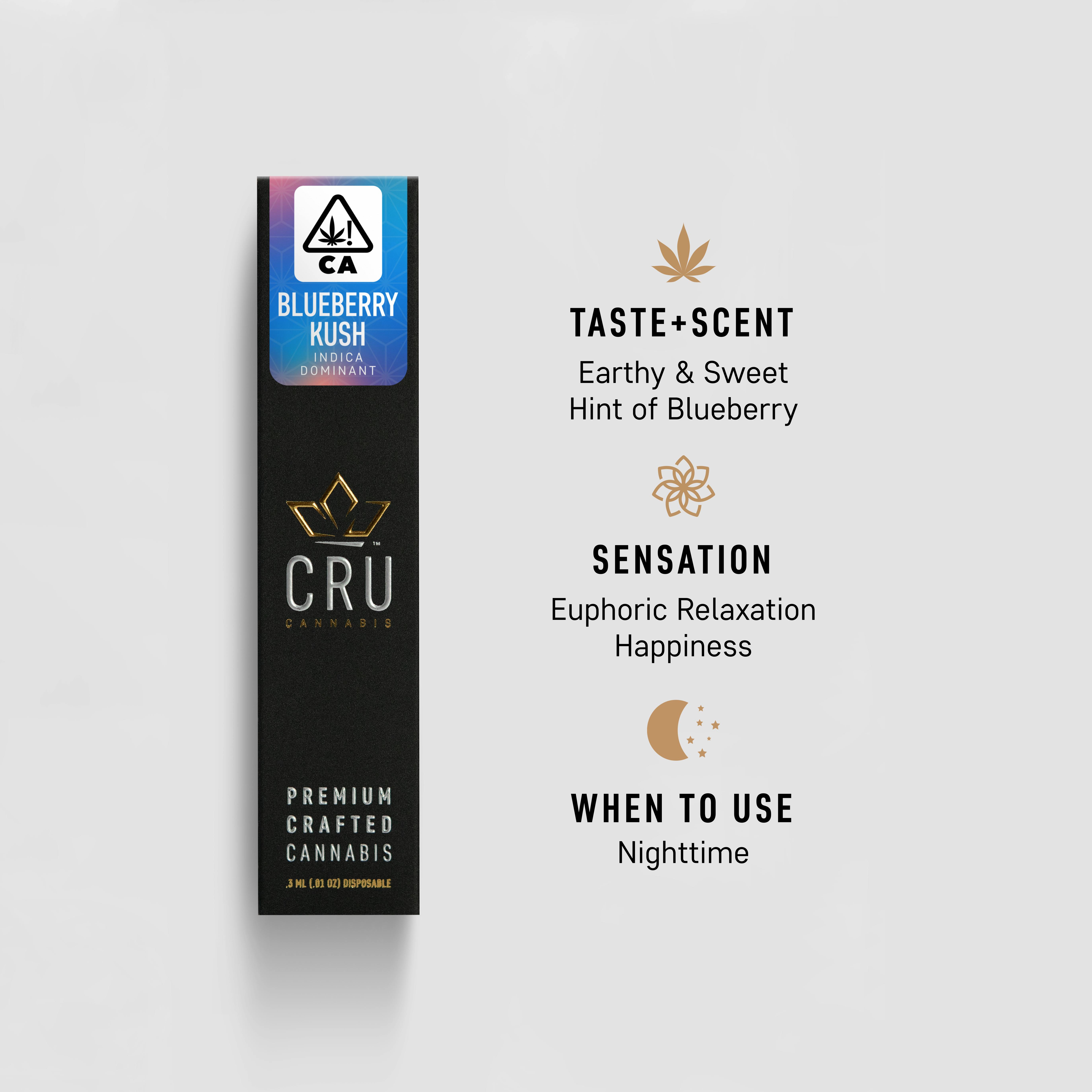 CRU Cannabis - Blueberry Kush (0.3ml Disposable Pen) - 1
