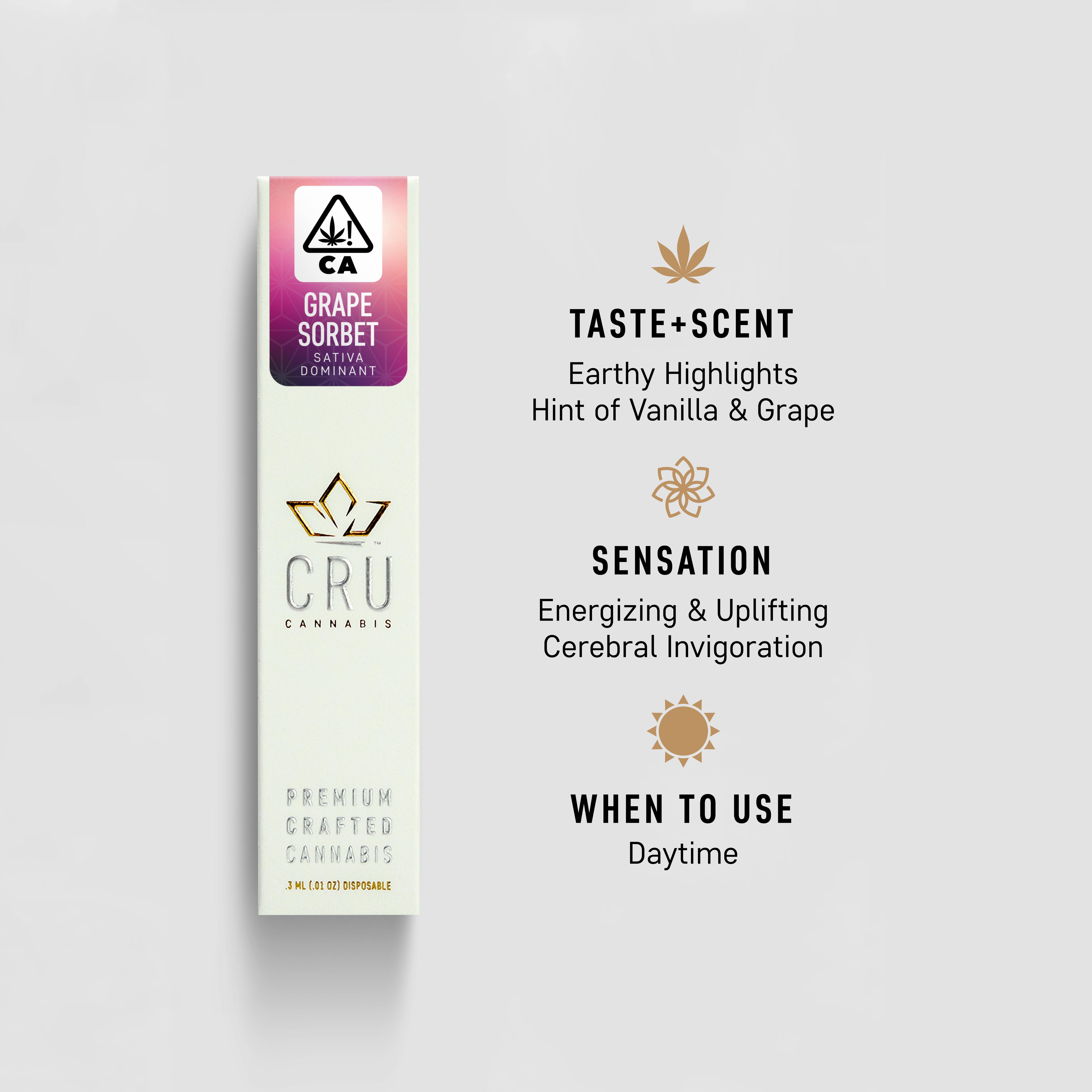 CRU Cannabis - Grape Sorbet (0.3ML Disposable Pen) - 1