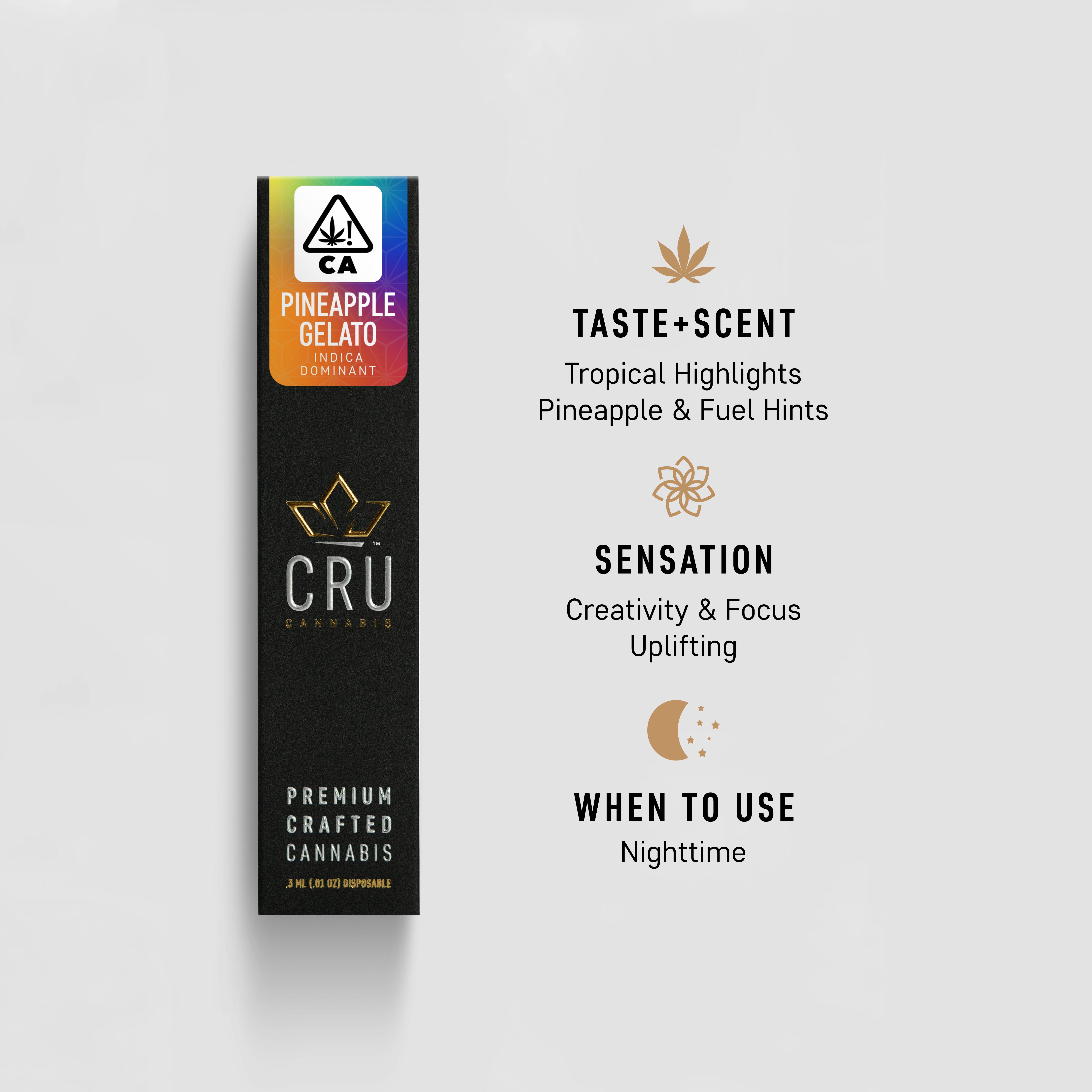 CRU Cannabis - Pineapple Gelato (0.3ML Disposable Pen) - 1