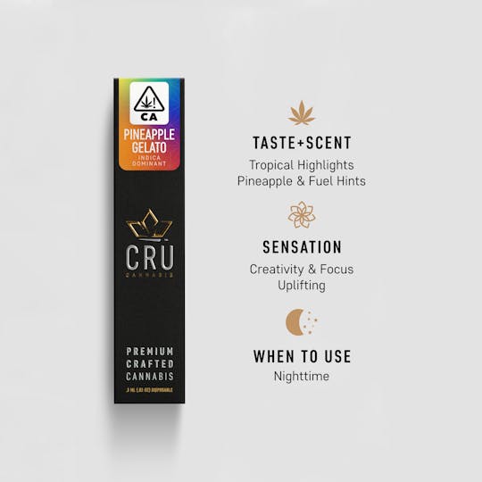 CRU Cannabis - Pineapple Gelato (0.3ML Disposable Pen) - 1