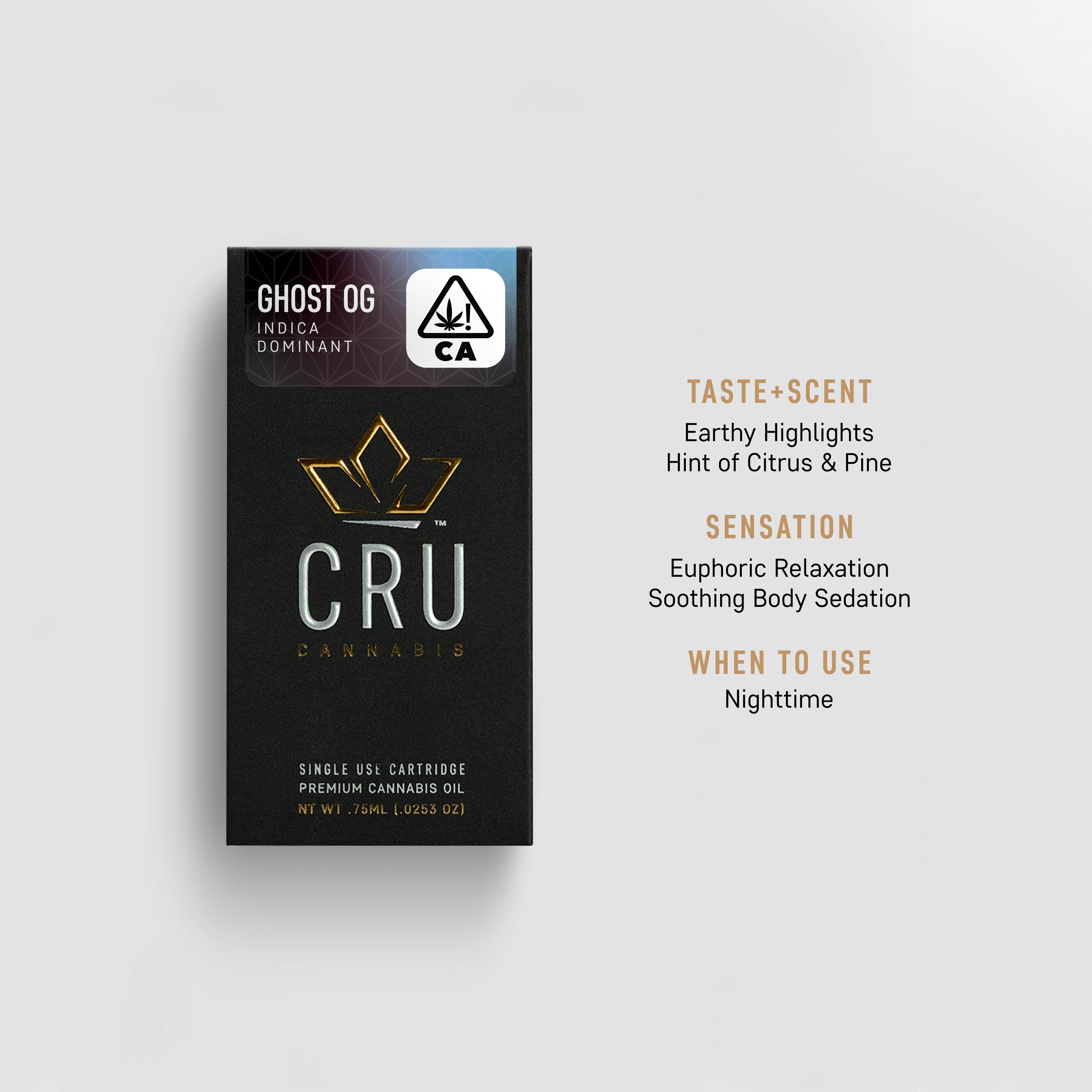 CRU Cannabis - Ghost OG (0.75ML Oil Cartridge) - 1